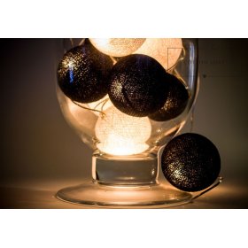 Bavlnené svietiace LED guličky Cotton Balls - čierno-biele